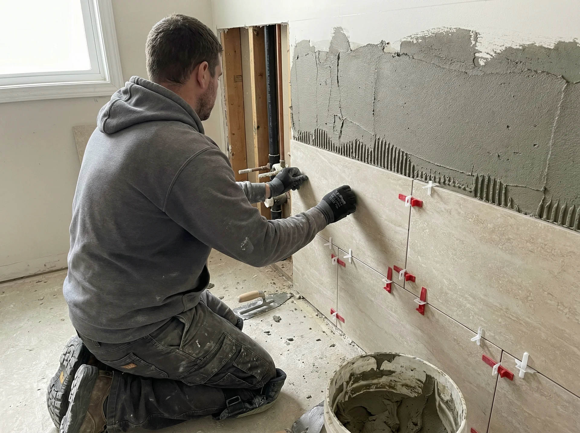 Отделка стен керамогранитом